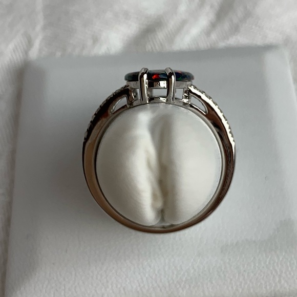 3 Carat Marquise Black Opal Ring, 925 Silver, S8 - Picture 4 of 10